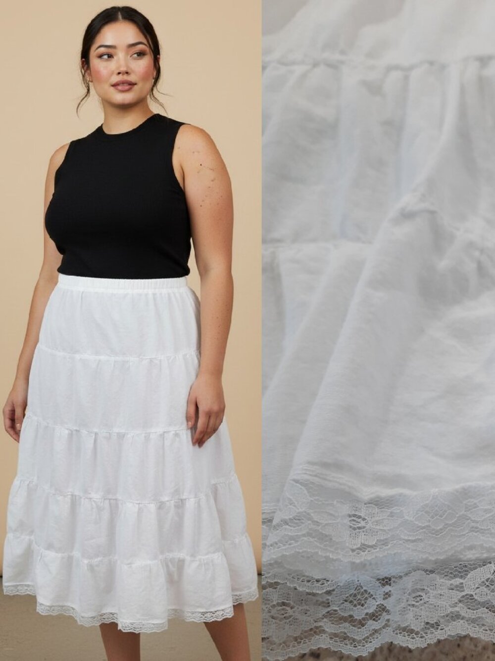 Y2K tiered white cotton prairie skirt - Metrowear brand